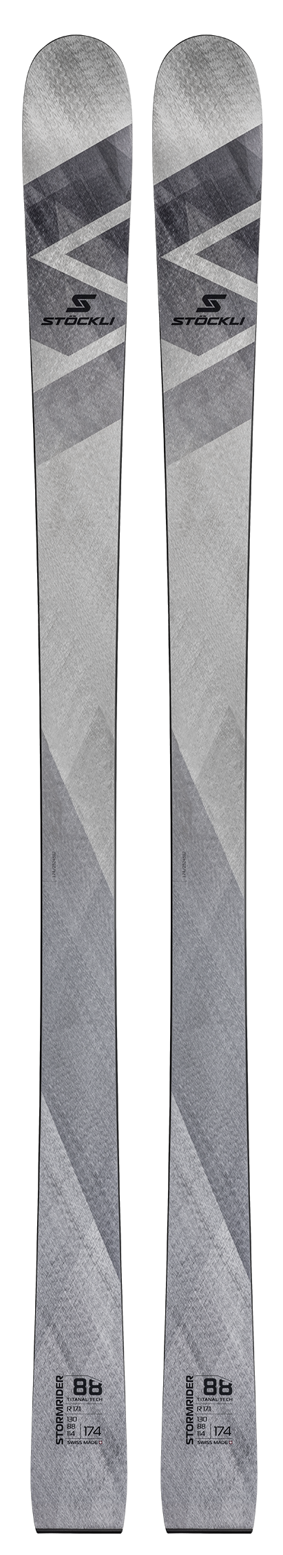 A pair of Brixton ski tips shown side-by-side against a plain white background, displaying their textured gray and white graphics with black branding.